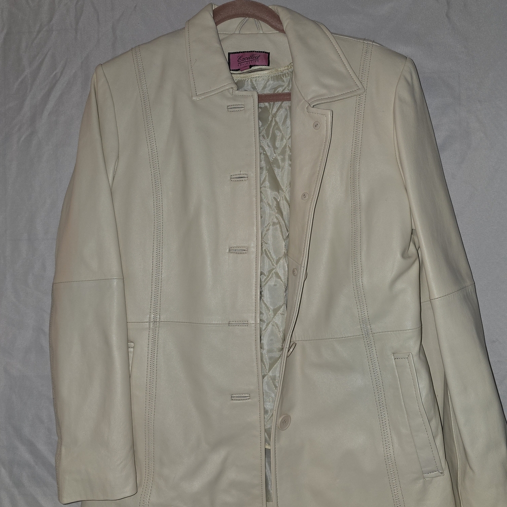 Excelled Collection Cream Leather Jacket